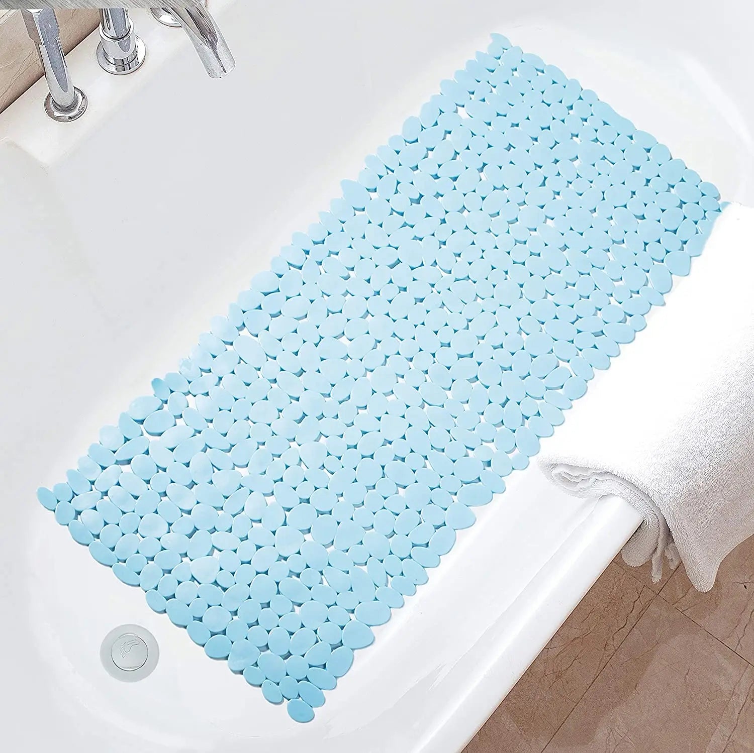 Anti-Slip Mat( Stone pebble Design ) for Bathroom Floor 88 x 40 cm (Blue) Pack of 1 LifeKrafts