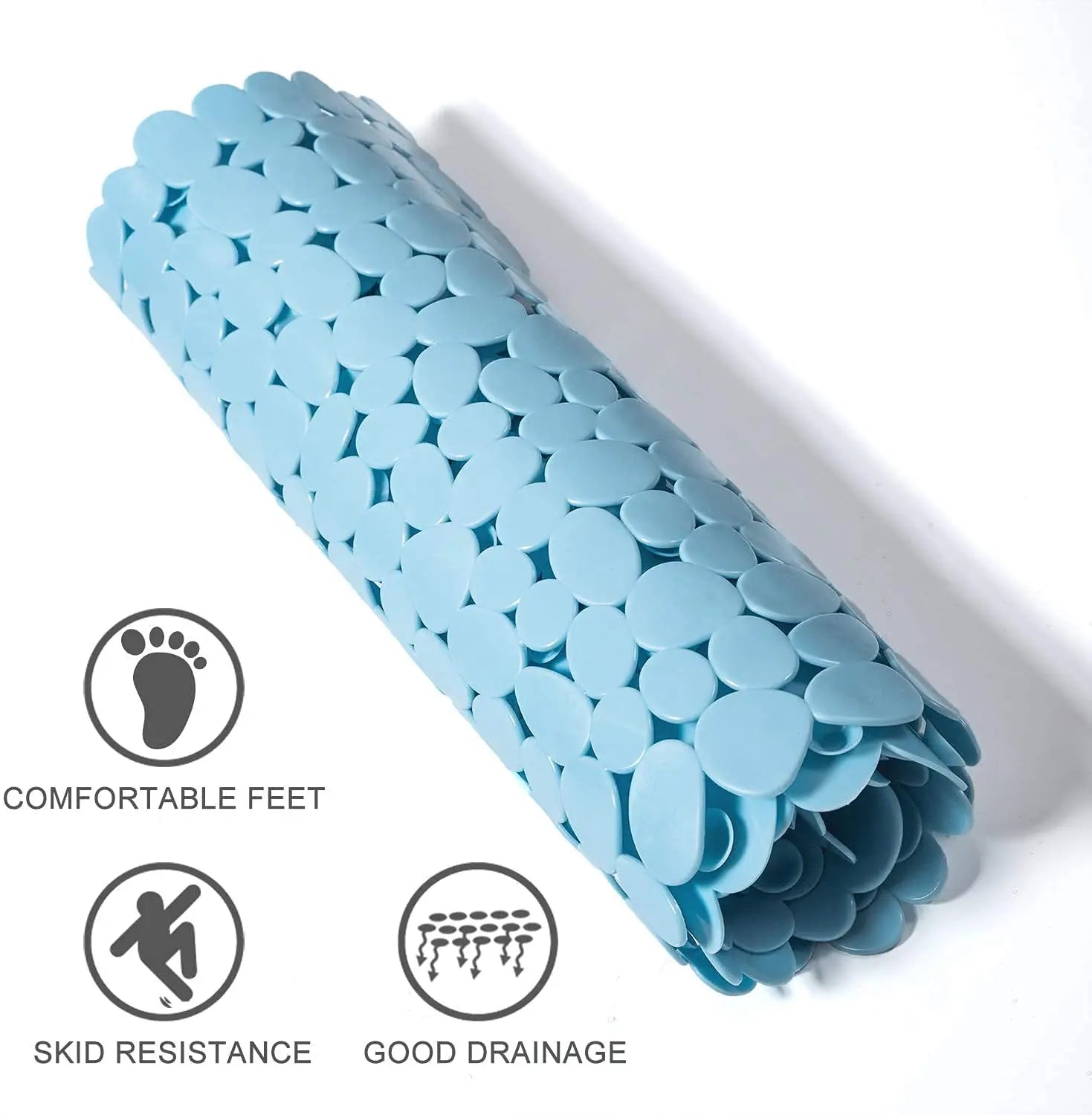 Anti-Slip Mat( Stone pebble Design ) for Bathroom Floor 88 x 40 cm (Blue) Pack of 1 LifeKrafts