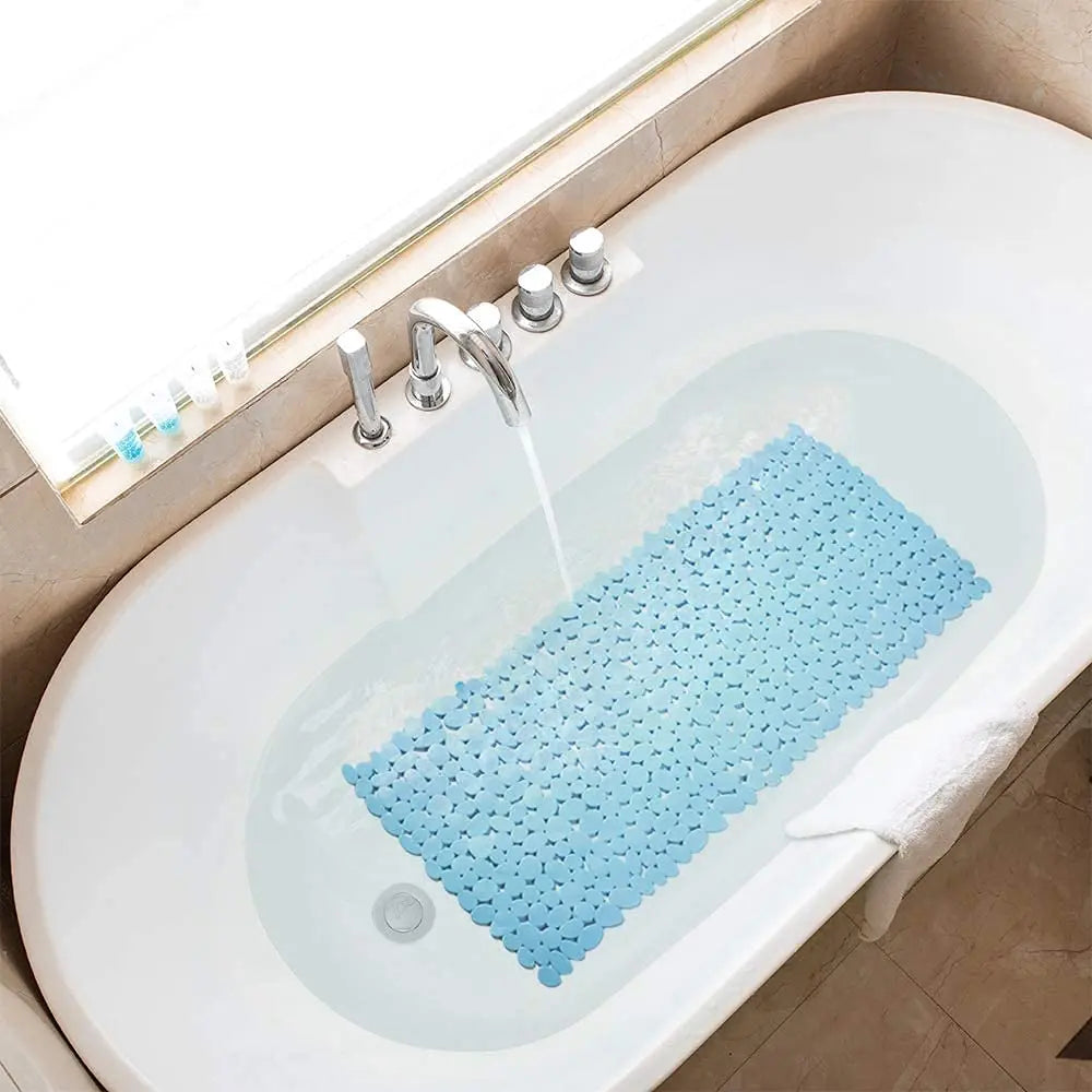 Anti-Slip Mat( Stone pebble Design ) for Bathroom Floor 88 x 40 cm (Blue) Pack of 1 LifeKrafts