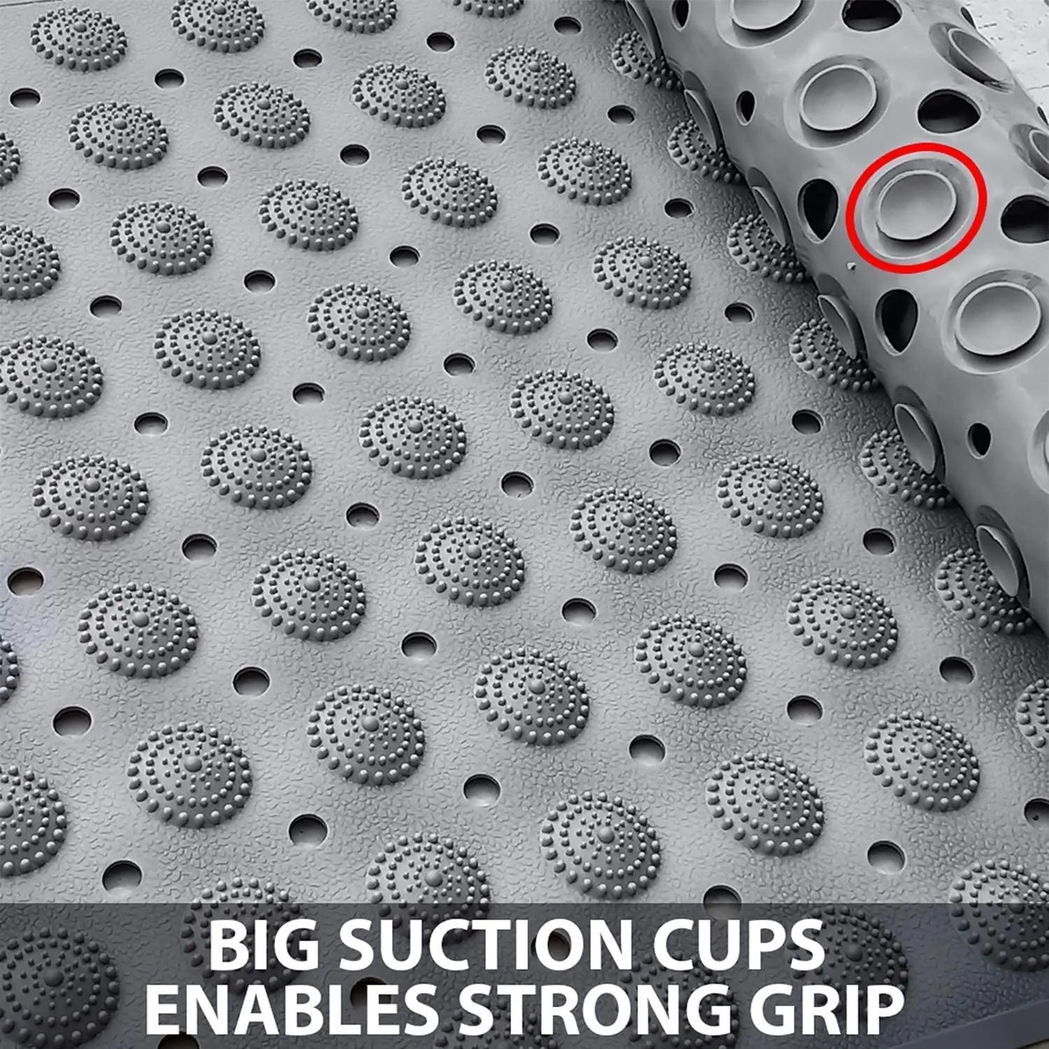 Anti-Slip Shower Mat for Bathroom Floor Grey, 80x120 cm (Accu-Pebble) LifeKrafts