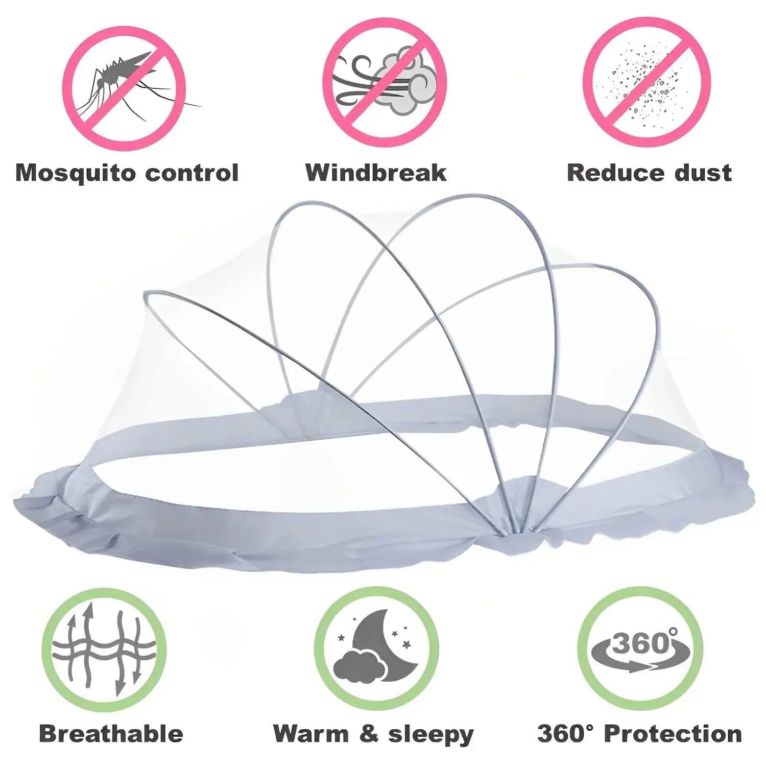 Mosquito Net for baby | Foldable Mosquito Net | Grey | 135x65x65 cm - Lifekrafts baby mosquito crib net LifeKrafts