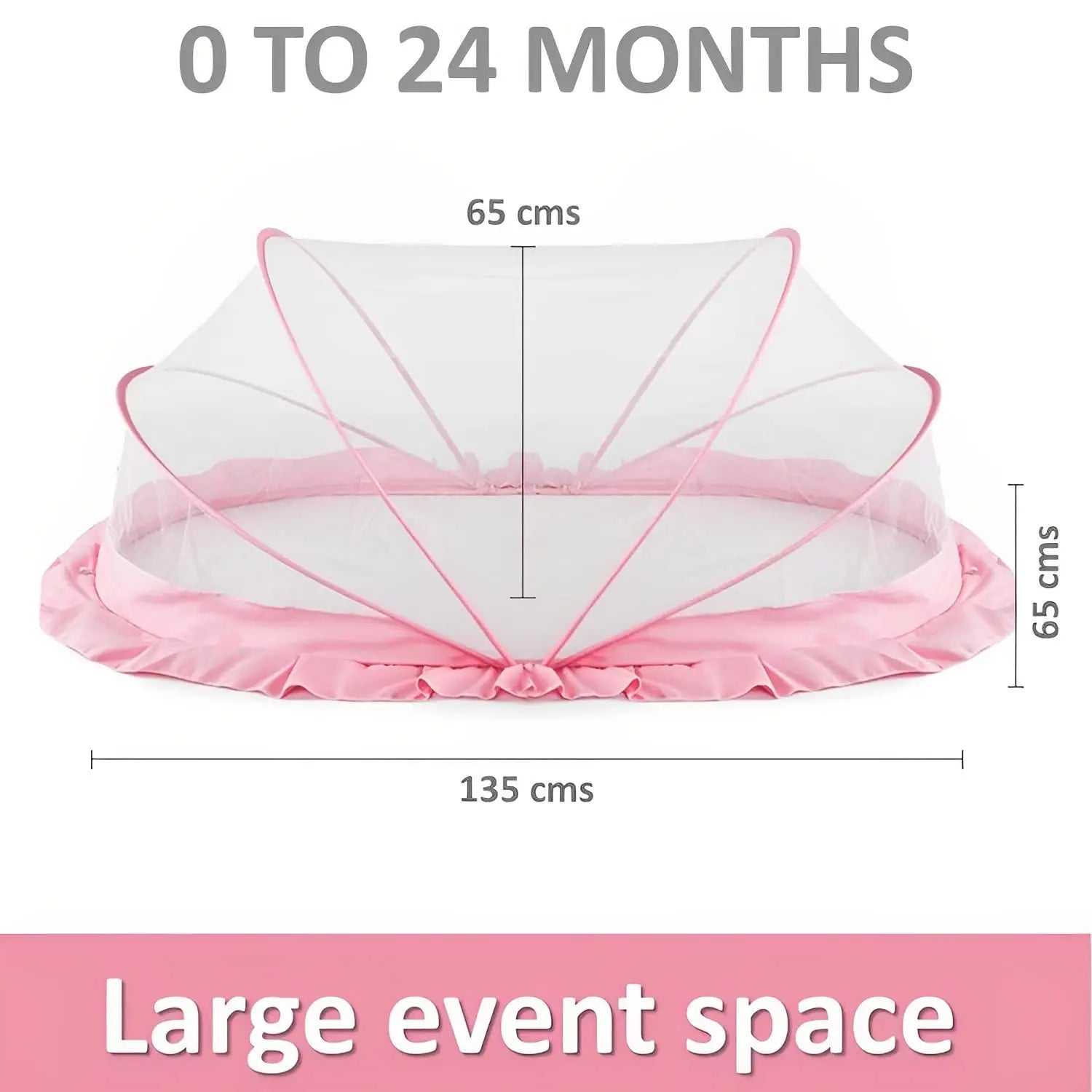 Mosquito Net for baby | Foldable Mosquito Net | Pink | 135x65x65 cm - Lifekrafts baby Mosquito net LifeKrafts