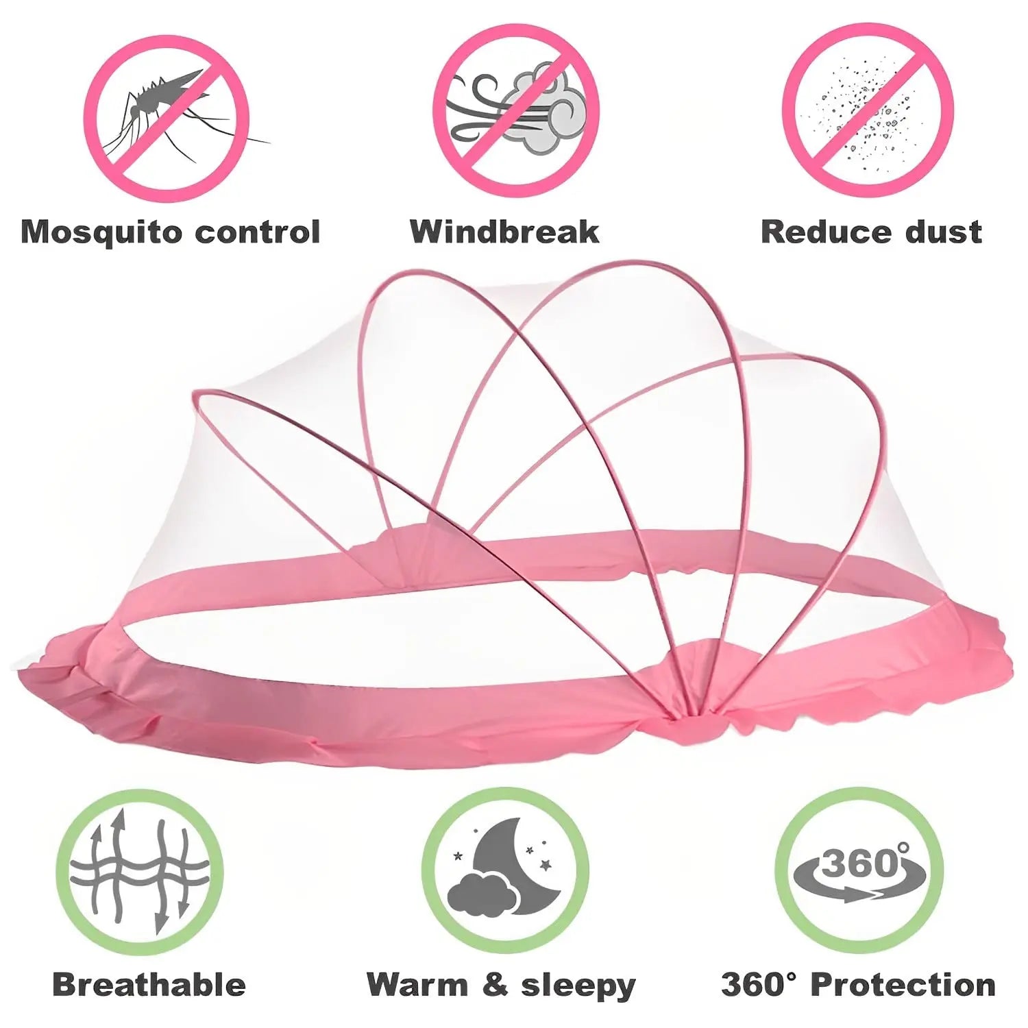 Mosquito Net for baby | Foldable Mosquito Net | Pink | 135x65x65 cm - Lifekrafts baby Mosquito net LifeKrafts