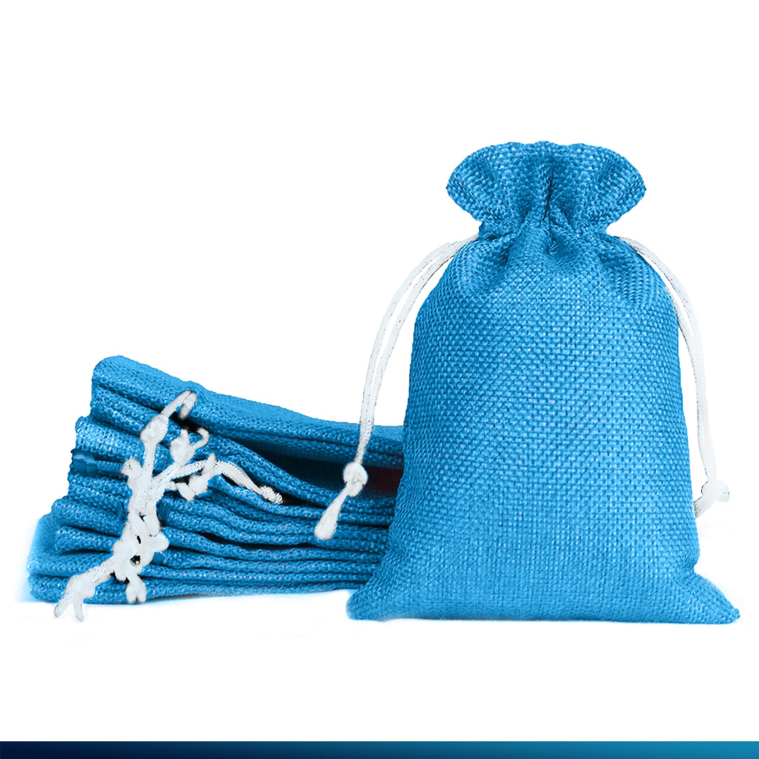 Jute Linen Pouches Christmas, Birthday and Party Favor Bags for Functions- Blue LifeKrafts