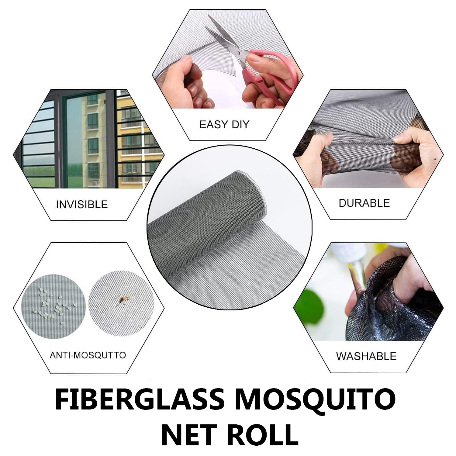 Fiberglass Windows Mosquito Mesh Roll 120 GSM Highly Durable and Best in Class (Grey color) LifeKrafts
