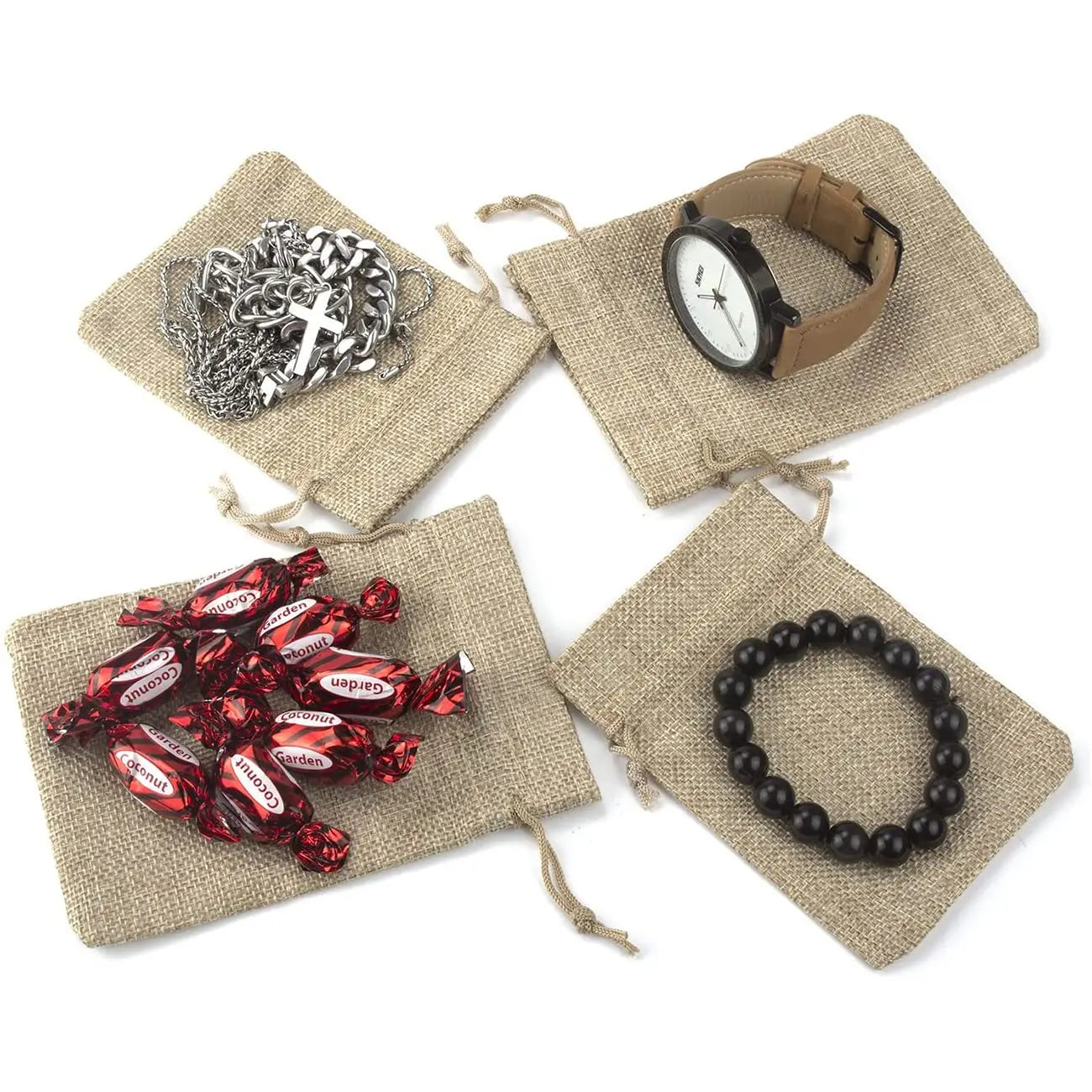 LifeKrafts Drawstring Jute Linen Gift Bags | Natural Jute Color LifeKrafts