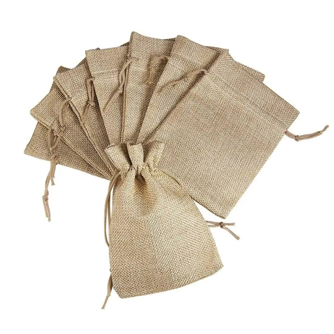LifeKrafts Drawstring Jute Linen Gift Bags | Natural Jute Color LifeKrafts