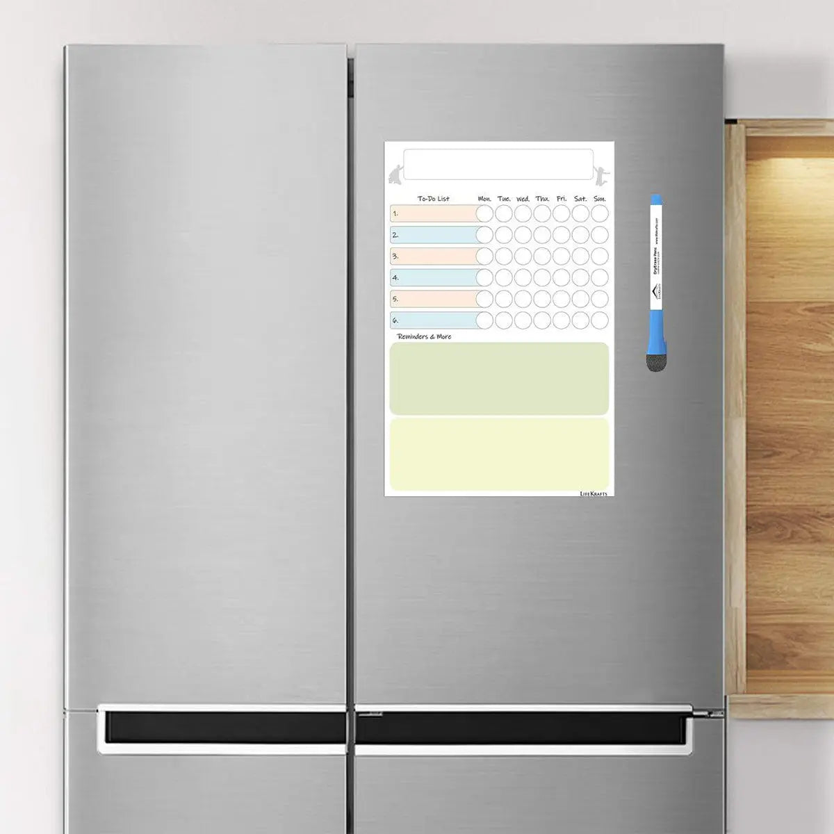 LifeKrafts Magnetic Dry Erase Activity Planner | includes 1 Marker Pen, 1 Eraser, 42 Magnetic Stars LifeKrafts