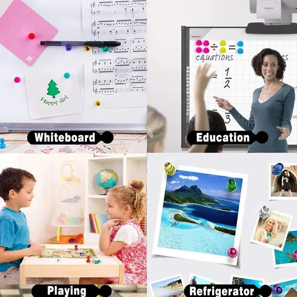 Lifekrafts Magnetic Push Pins ,Perfect for Refrigerator, Dry Erase Magnetic White Boards Used in Home, School,