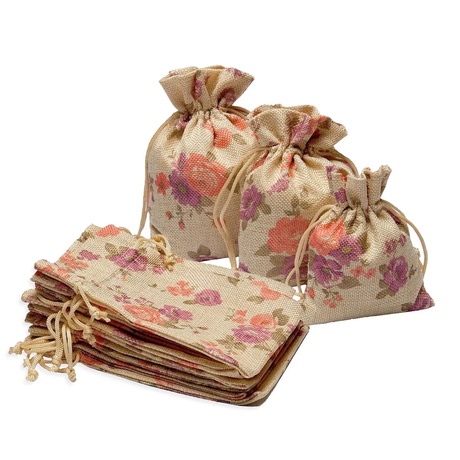 Linen Pouches-Birthdays, Party Favor & Return Gift Bags Purple Floral LifeKrafts