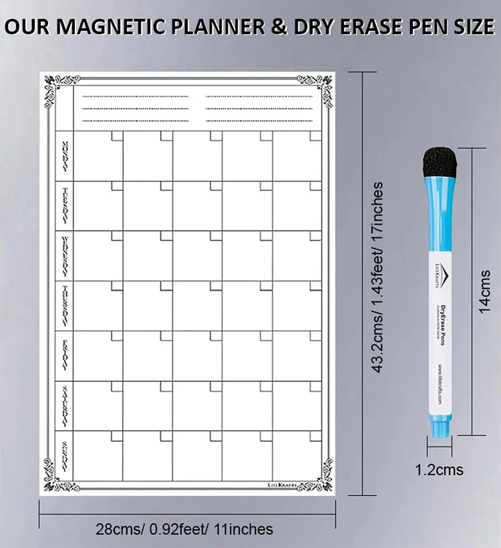 Magnetic Planner Sheet Monthly Planner- Dry | Erase,monthly planner LifeKrafts