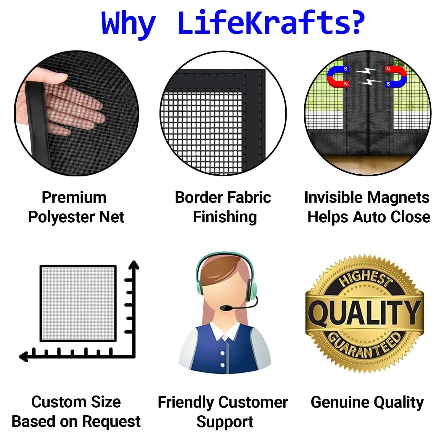 Magnetic Window Mosquito Net Curtain (Ultra Premium Edition) | lifekrafts mosquito net for windows |- Black Mosquito net LifeKrafts