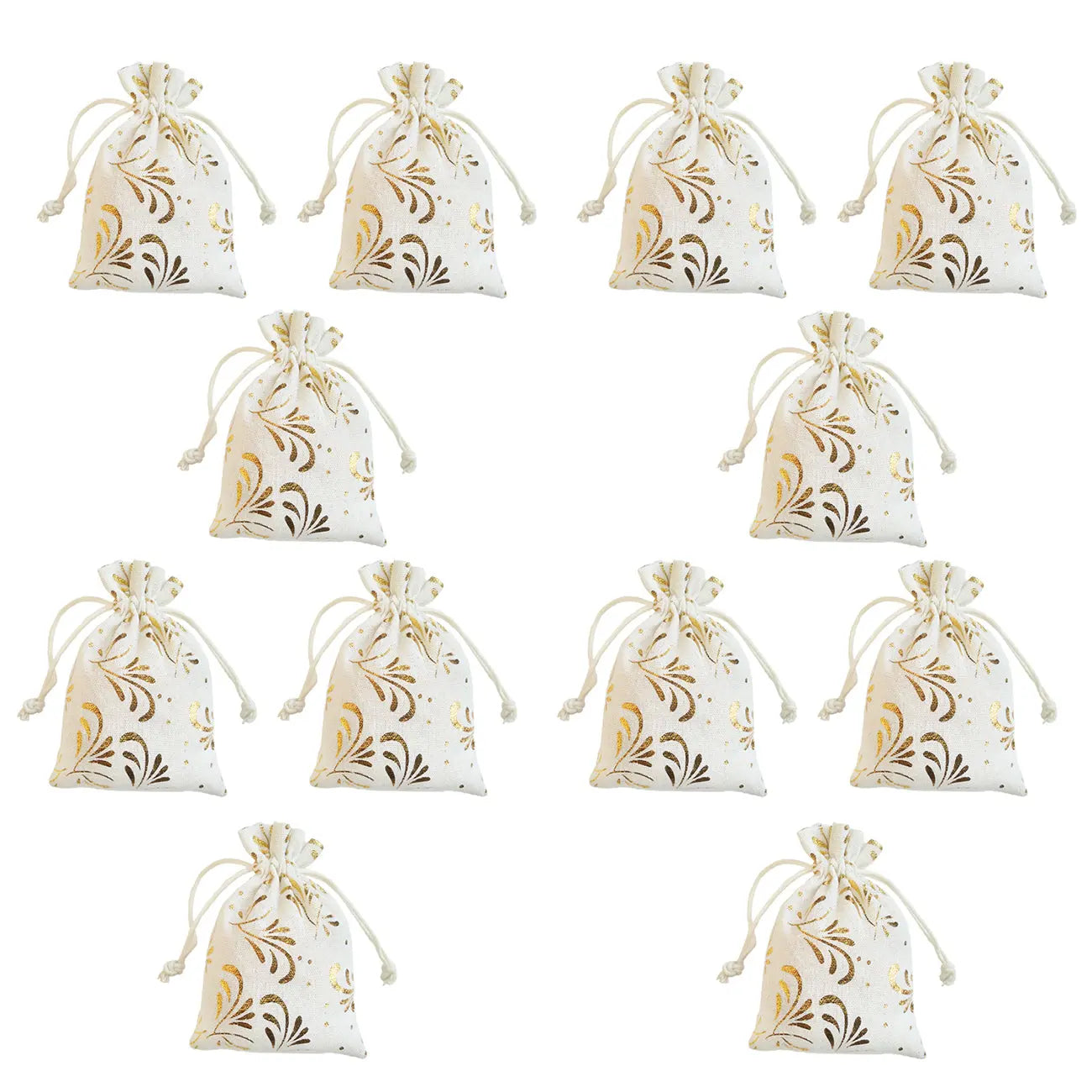 Natural Cotton Printed Drawstring Gift Pouches, Return Gift Bags