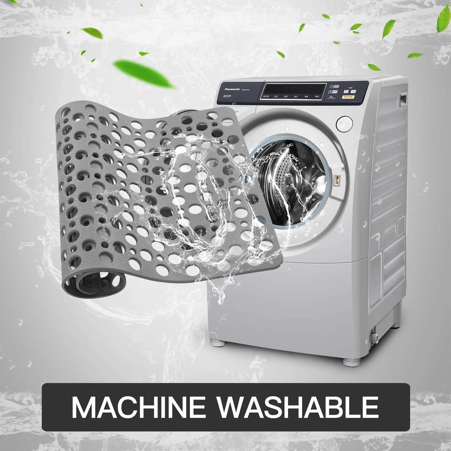 Non Slip Bath Mat Extra Soft Eco Friendly Bathroom Shower Hole Mat - 75x43 cm- Grey Color LifeKrafts