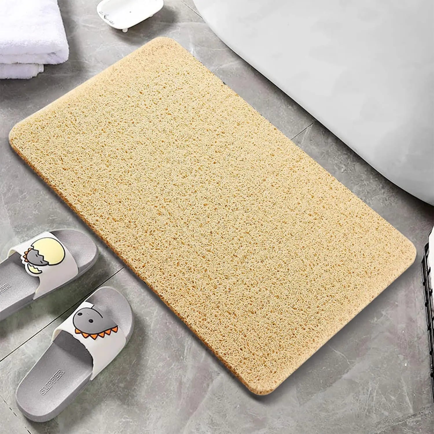 PVC Loofah Anti-Slip Shower Mat with Non-Slip Textured Backing Quick Drying Bath mats LifeKrafts