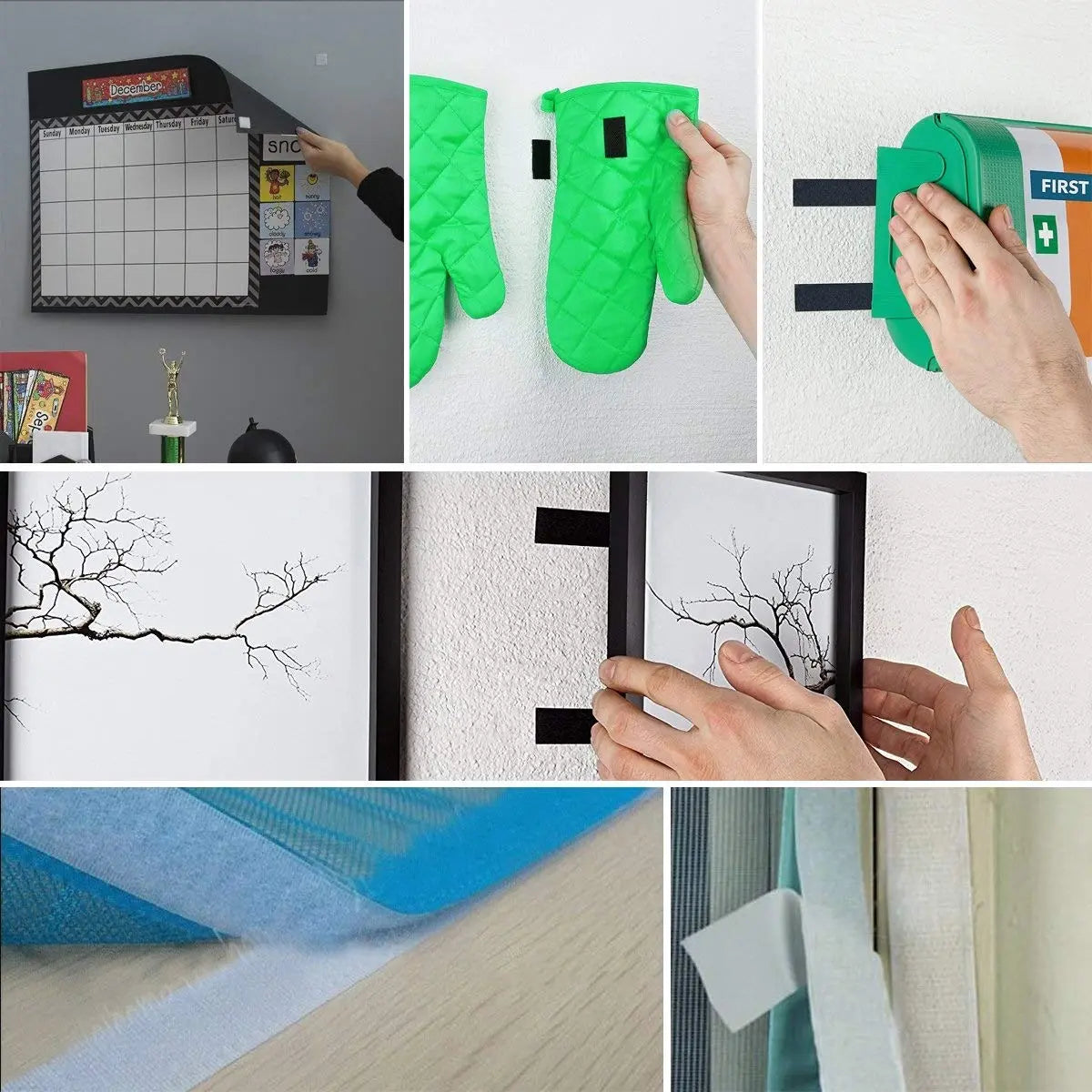 Self Adhesive Hook Tape with Strong Glue - Black Color (20mm) LifeKrafts