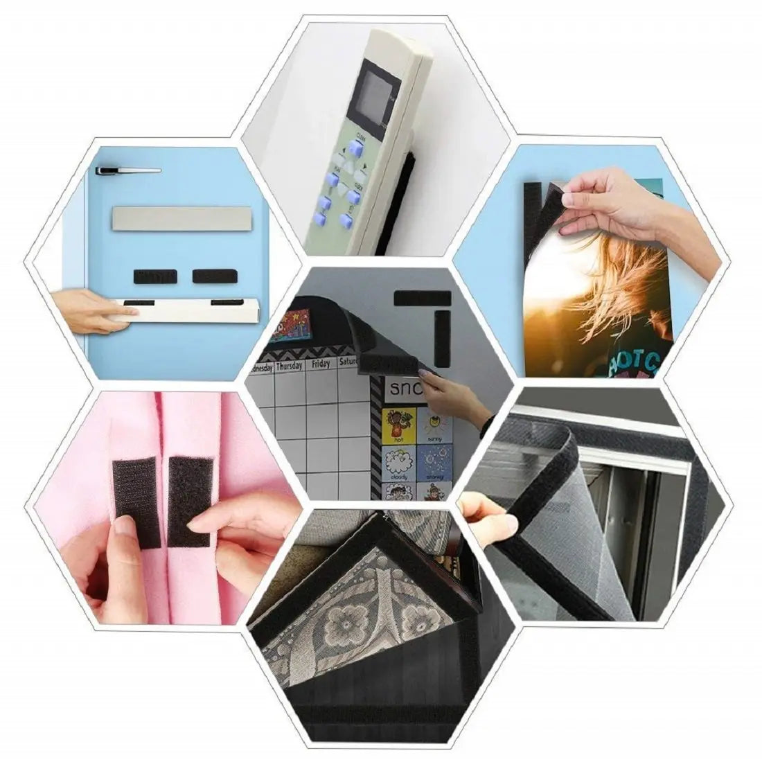 Self Adhesive Hook Tape with Strong Glue - Black Color (20mm) LifeKrafts