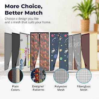 More choice, better match: plain colours, designer patterns, polyester mesh and fiberglass mesh