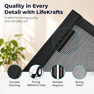 Quality in every detail: durable stitching, strong adhesive tape, reliable magnets and strong mesh