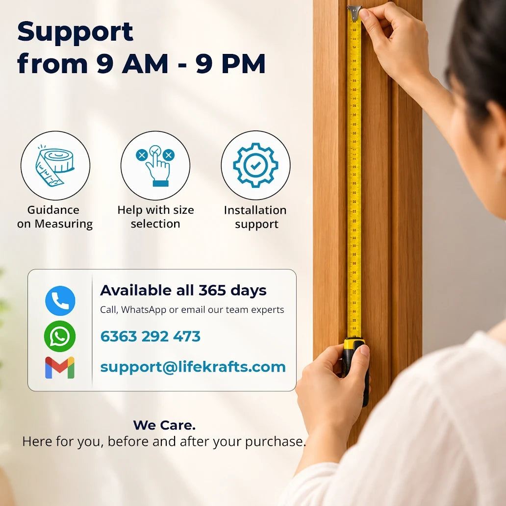 Support from 9 AM to 9 PM, available all 365 days by call, WhatsApp or email