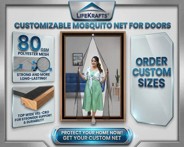 Custom size magnetic mosquito net installed for large main door — LifeKrafts