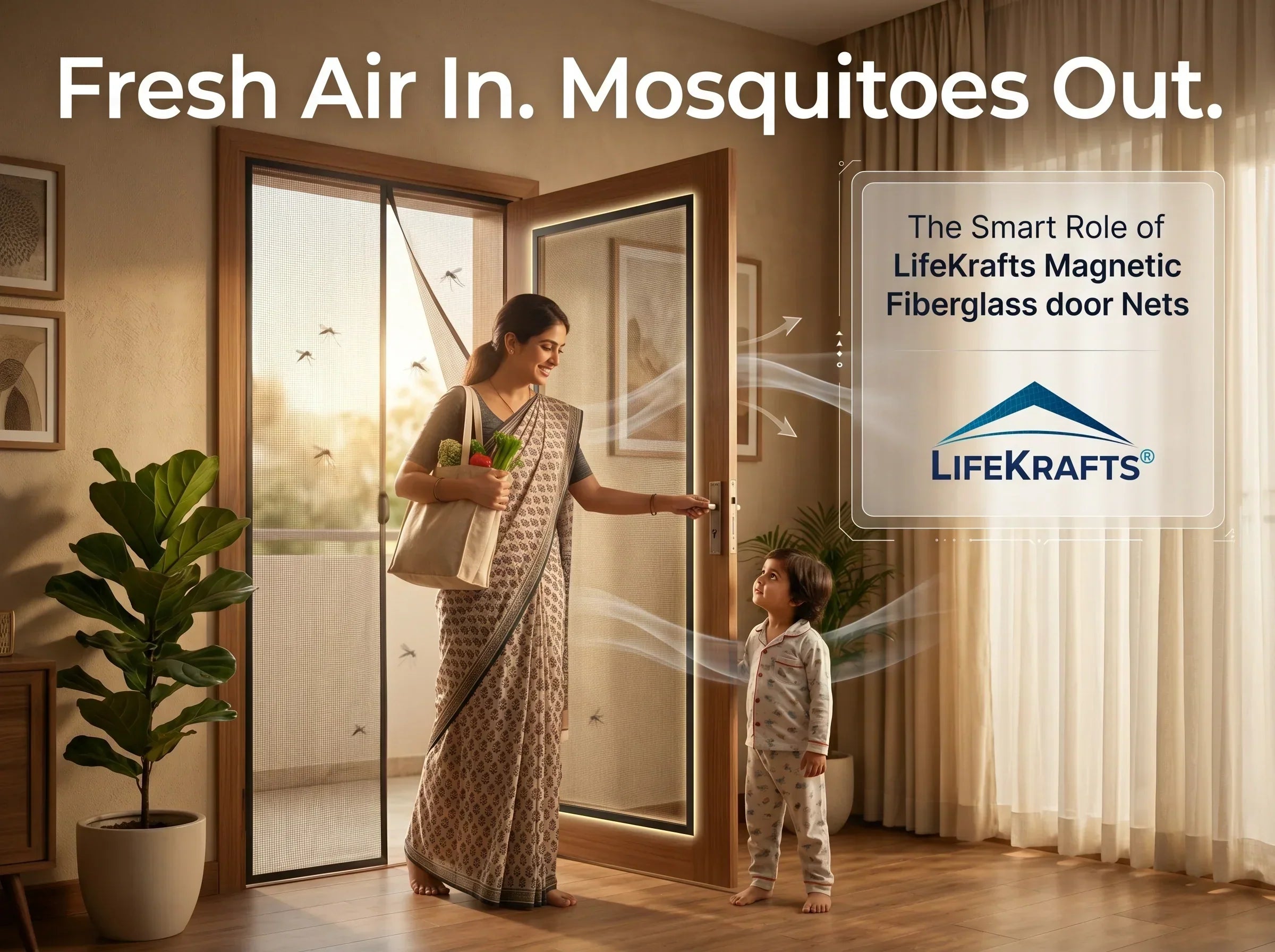Fiberglass door Mosquito nets magnetic