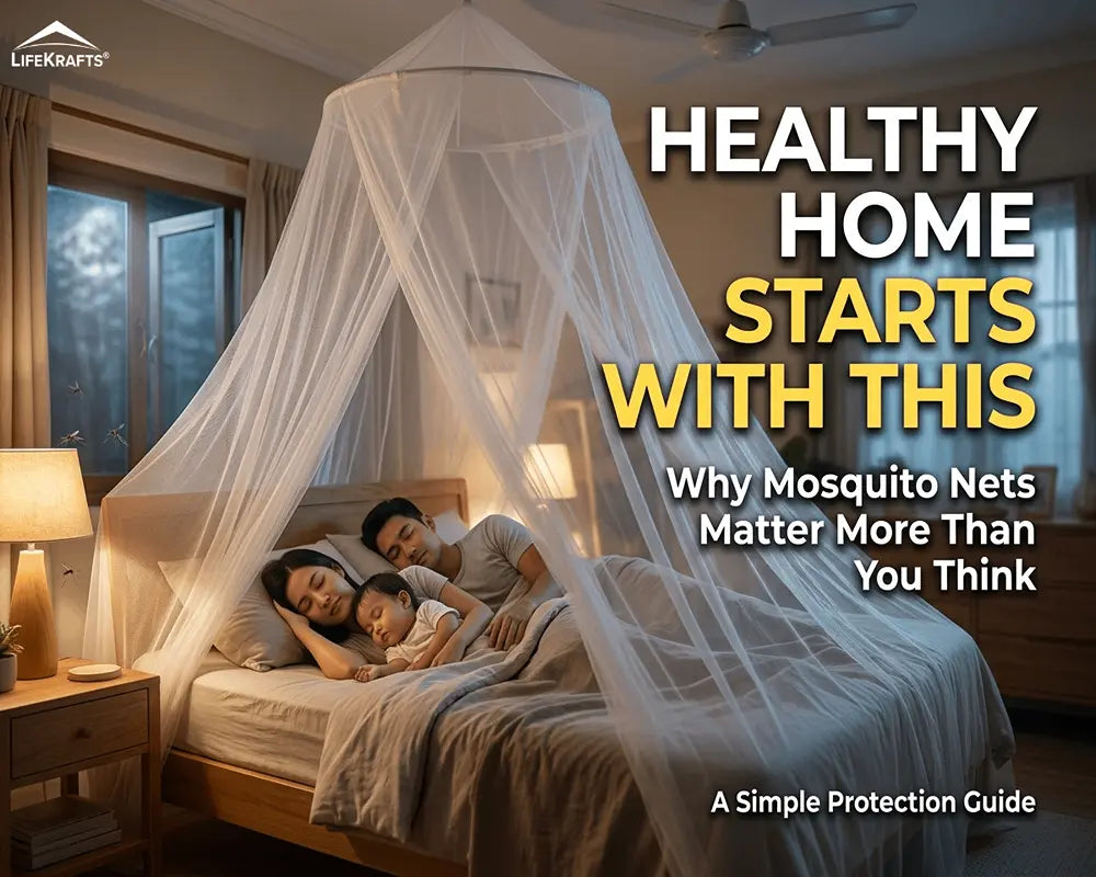 Mosquito nets for home installed on beds, windows, and doors to help reduce mosquito exposure indoors