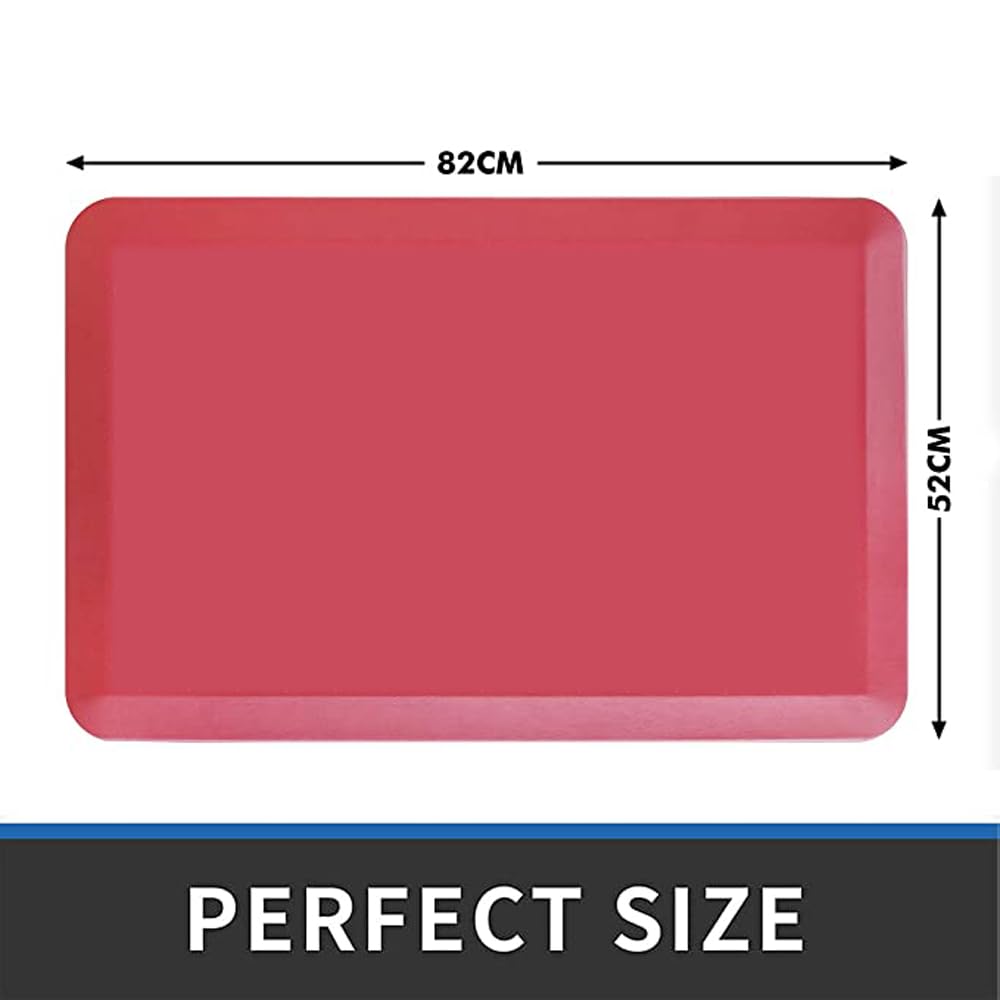 Red plain anti-fatigue floor mat without design in 82 x 52 cm size