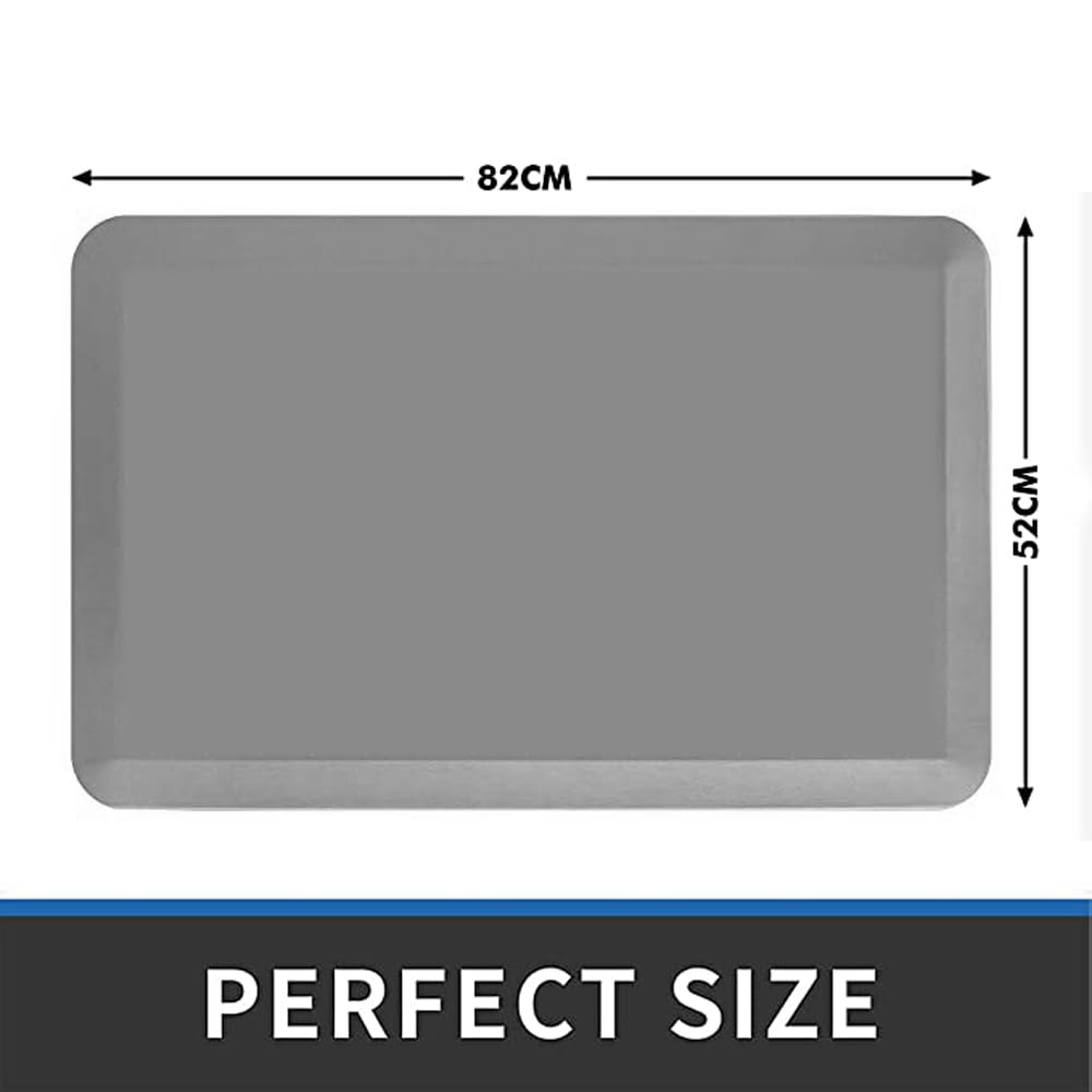Plain grey anti-fatigue floor mat without design in 82 x 52 cm size