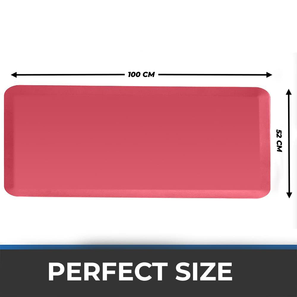 Red plain anti-fatigue floor mat without design in 100 x 52 cm size