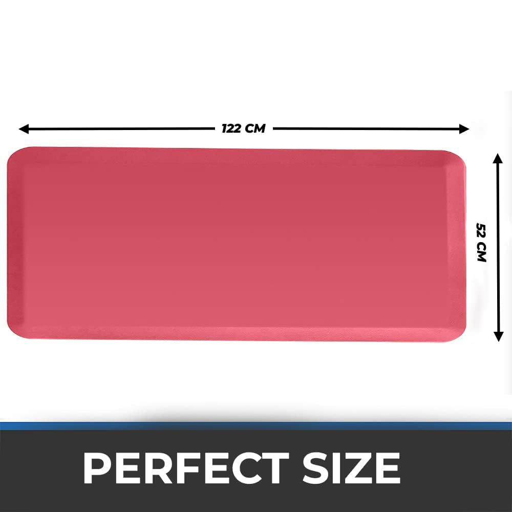 Red plain anti-fatigue floor mat without design in 122 x 52 cm size