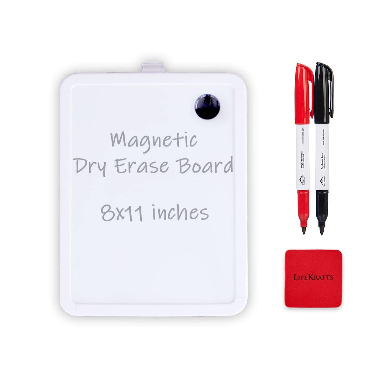 Dry Erase Mini White Board|Size:(8.5X11) Inches,Includes 2 Marker Pens &1 Eraser,Pack Of 1|Single Sided Magnetic White Board For Kids And Adults,Great For Schools,Home,Office,Planning Etc.
