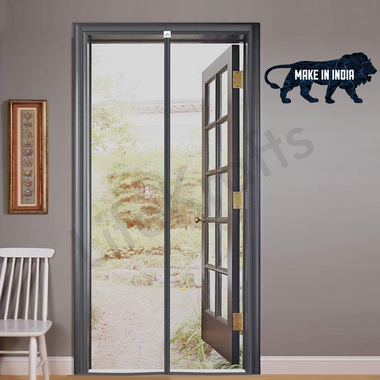 Polyester Magnetic Mosquito Net Curtain for Door - GREY