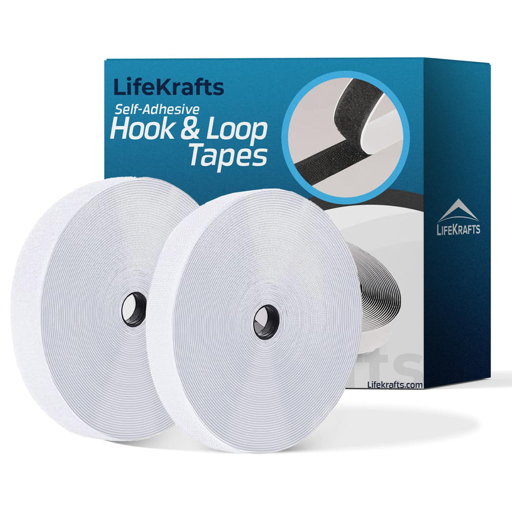 Self Adhesive Hook Tape and Self Adhesive Loop Tape - White Color (50mm) LifeKrafts