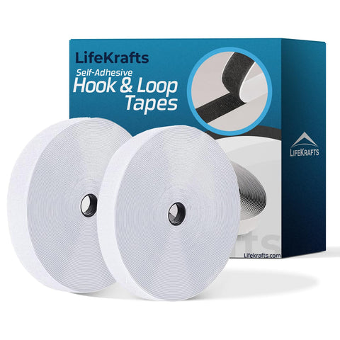 Self Adhesive Hook Tape and Self Adhesive Loop Tape - White Color (50mm) LifeKrafts