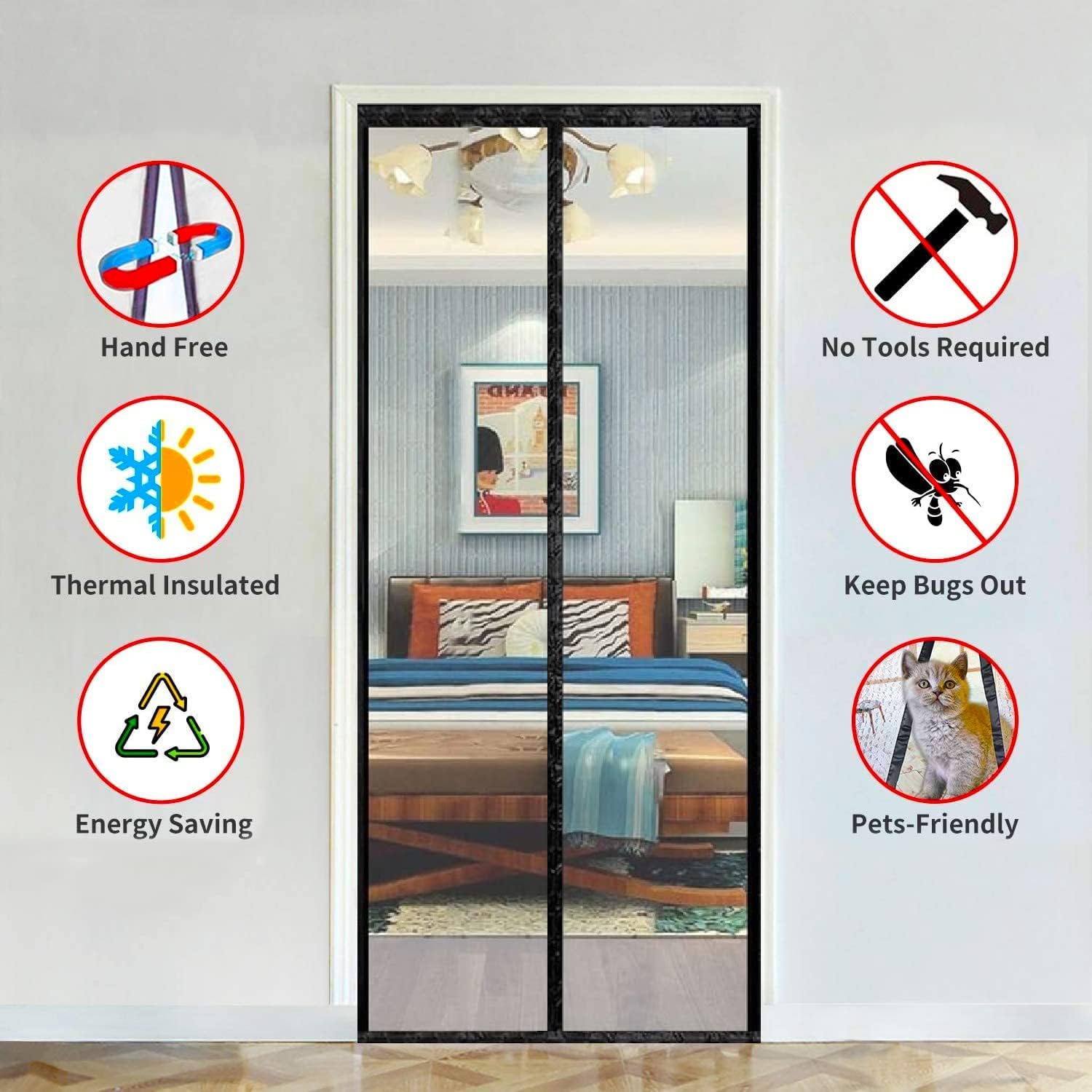 Customizable Clear Transparent Insulated Thermal Magnetic Door Curtain, AC Room.