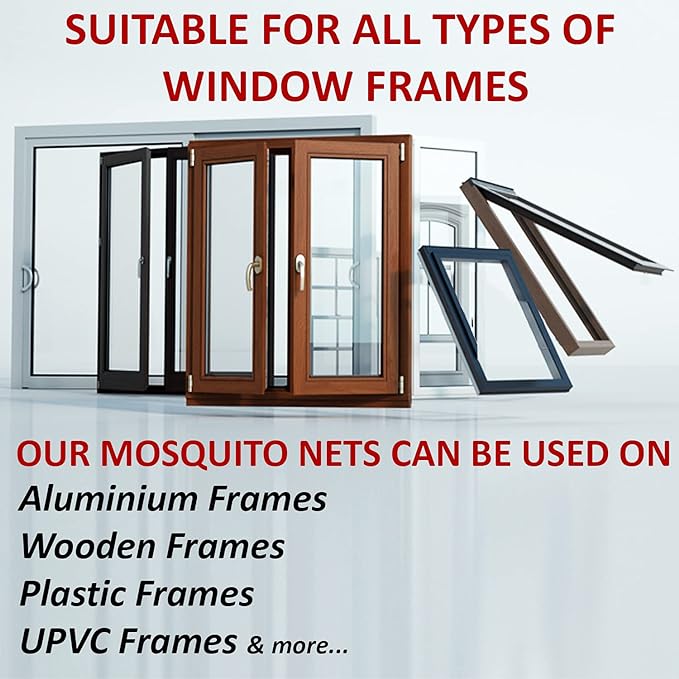 Premium Edition Window Mosquito Net Curtain with Zipper, Fiberglass Net - BLACK