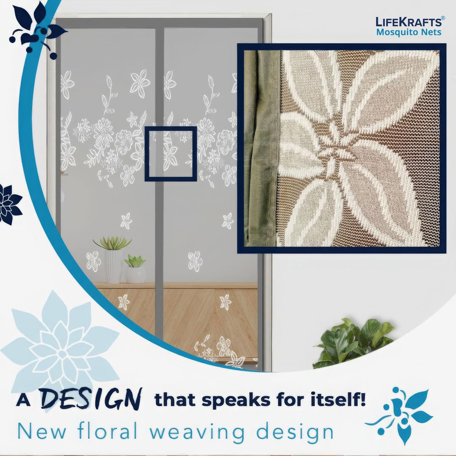 Polyester Door Mosquito Net with Magnets Jacquard Grey Color