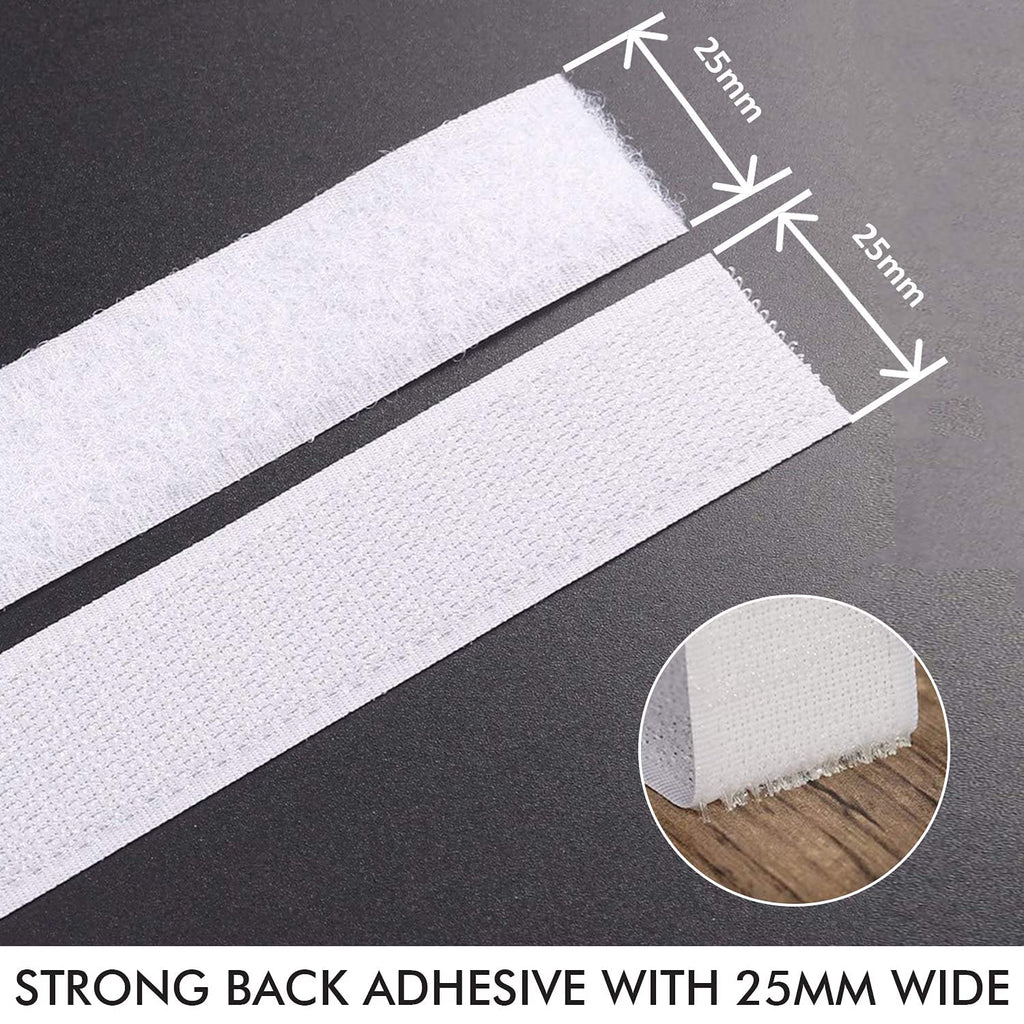 Self Adhesive Hook Tape and Self Adhesive Loop Tape - White Color (50mm) LifeKrafts