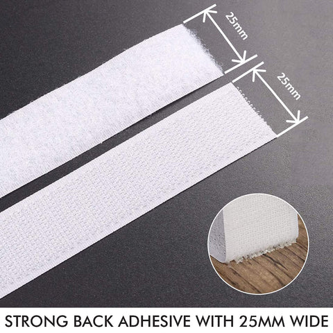 Self Adhesive Hook Tape and Self Adhesive Loop Tape - White Color (50mm) LifeKrafts