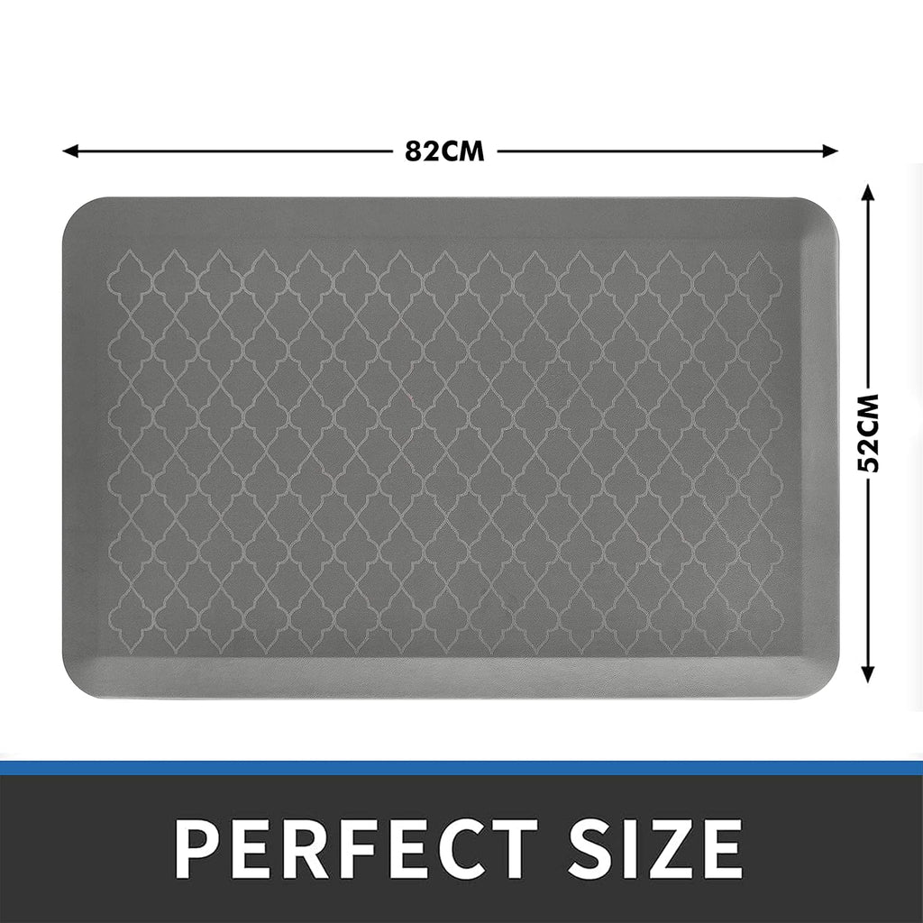 Grey patterned anti-fatigue floor mat in 82 x 52 cm size