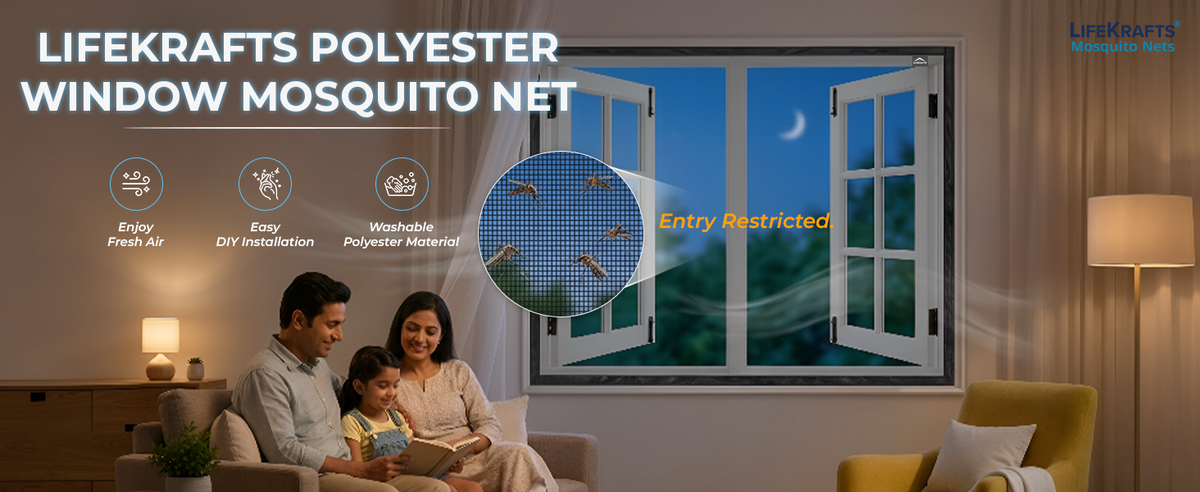 Standard Pre-stitched Mosquito Net For Window | Fiberglass | Beige