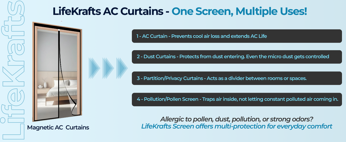 Standard Magnetic AC Curtain | Translucent Glitter Design | Thermal Insulated