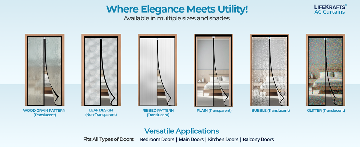 Standard Magnetic AC Curtain | Translucent Glitter Design | Thermal Insulated