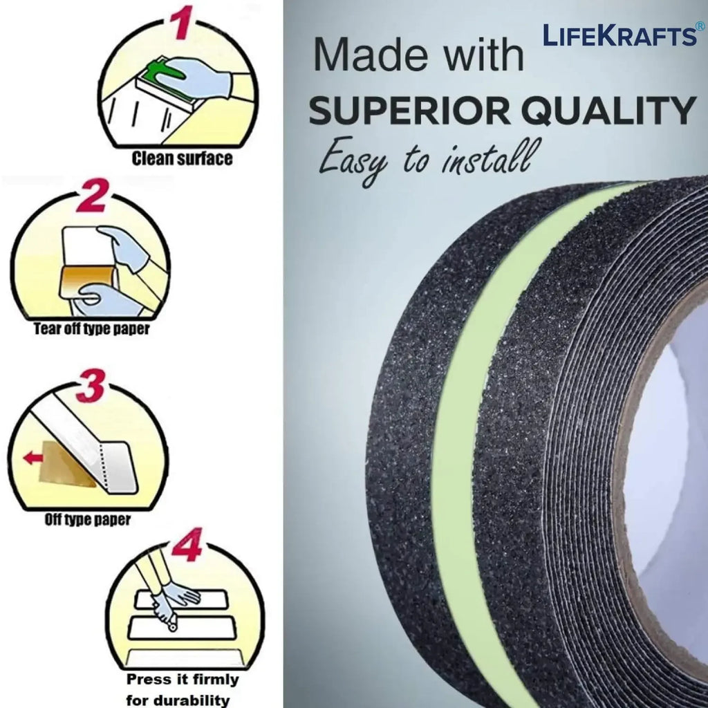 How to install LifeKrafts black glow anti-skid tape using self-adhesive backing