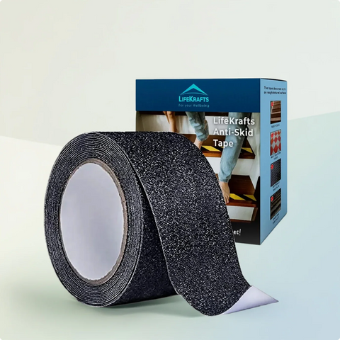 LifeKrafts black anti-skid tape roll with self-adhesive backing for stairs and walkways