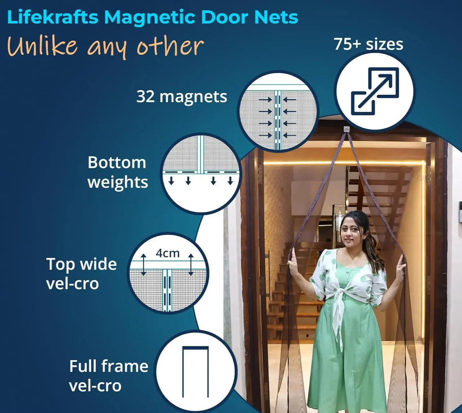 Astro Net - Polyester Door Mosquito Net with Magnets LifeKrafts