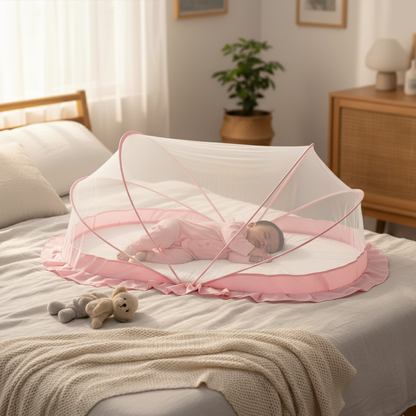 Baby Mosquito Net | Foldable | 135x65x65 cm | Pink | Ingenious Design | LifeKrafts baby Mosquito net LifeKrafts