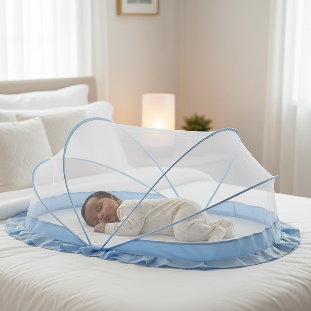 Baby Mosquito Net | Foldable | 135x65x65 cm | Blue | Honey Comb Mesh | LifeKrafts baby Mosquito net LifeKrafts