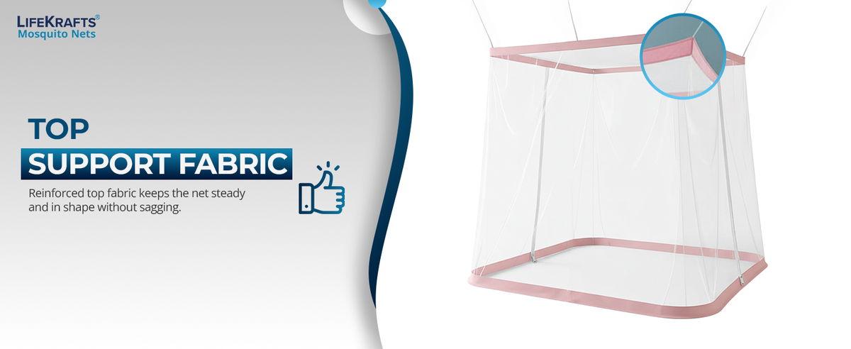 Mosquito Net for Bed - Hanging Bed Net - Polyester - Machardani - Double Zipper Entry - Elegant White with Peach Border
